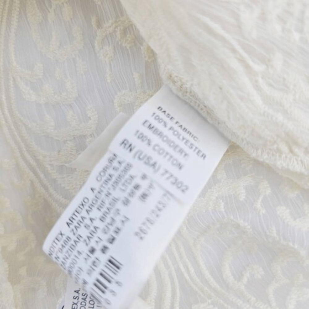 Zara Woman Lace Tunic Top Elegant Long Sleeve Ivory Cream Size M - Picture 4 of 8